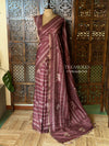 Deep Burgundy Tusser silk saree: PBR55AA