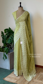 Green Muslin silk saree -PBR17