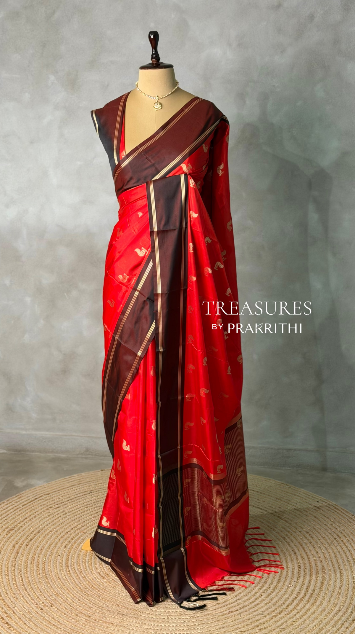 Reddish maroon Banarasi silk saree - PIH81