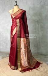 Maroon silk cotton saree- PBR49P