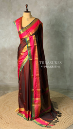 Deep maroon Banarasi silk saree - PIH82