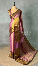 Pink and maroon tissue Banarasi silk saree - PIH85