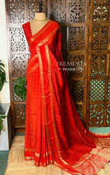 Orange viscose Crepe saree - PBRVT1C
