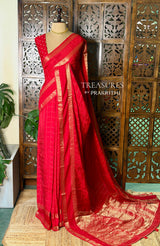 Red viscose Crepe saree - PBRVT1D