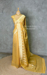 Pastal Yellow Banarasi Gerogette saree - PBRHS1D