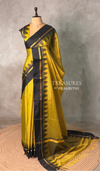 Yellow and Black Banarasi silk saree - PIH84