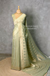 Pastal Green Banarasi Gerogette saree - PBRHS1B