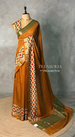 Mustard yellow Georgette chanderi silk saree -PBR18
