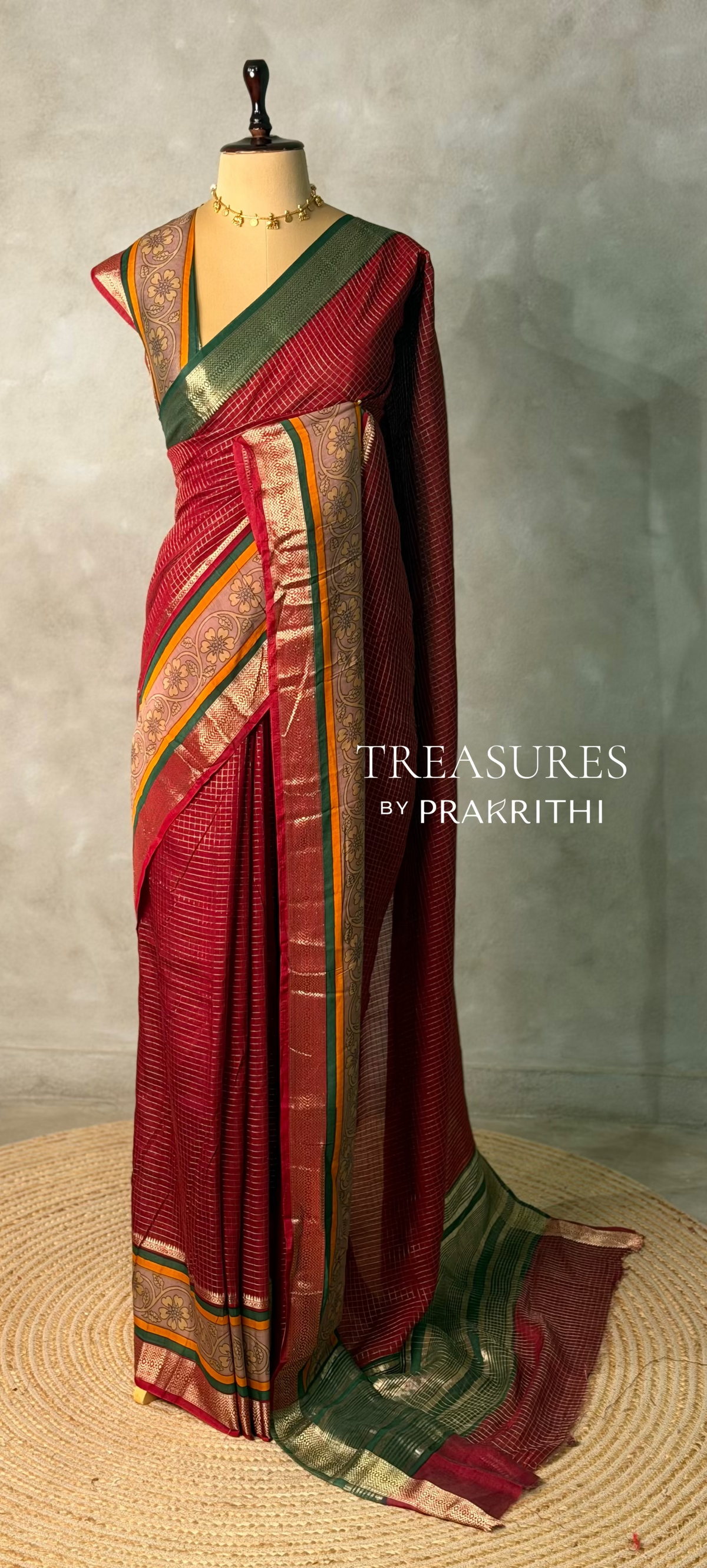 Maroon Georgette chanderi silk saree -PBR18A