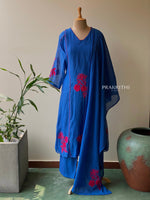 Blue and magenta mul chanderi salwar set -SMUL2-SIZE42