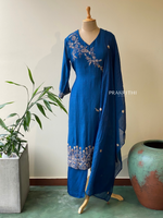 Blue Pure mul chanderi salwar set -SMUL9 -SIZE42
