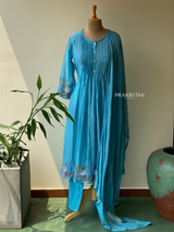 Blue Pure mul chanderi salwar set -SMUL11 -SIZE40