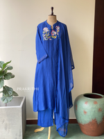 Blue Pure mul chanderi salwar set -SMUL18-SIZE44
