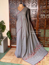 Grey soft Chiffon saree : PBR52F