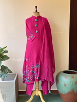 Rani pink Pure mul chanderi salwar set -SMUL31- SIZE38