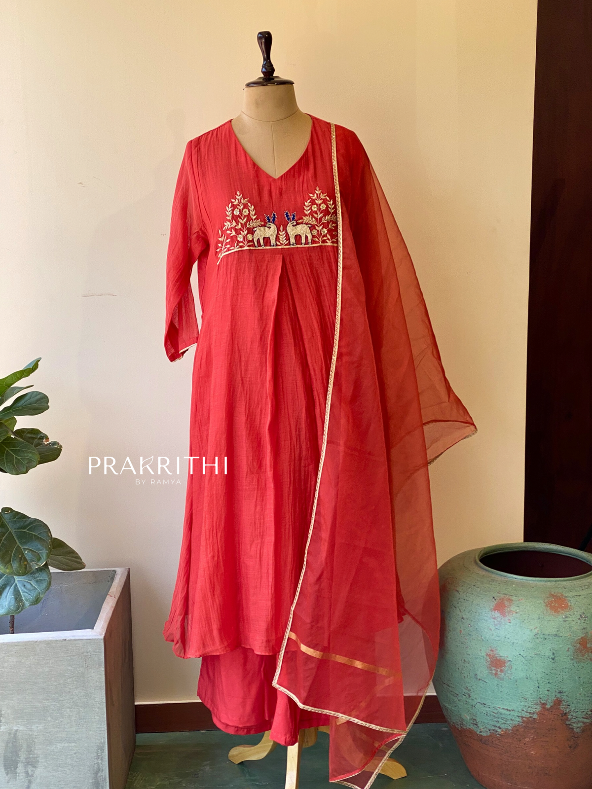 Orange Pure mul chanderi salwar set -SMUL36- SIZE42
