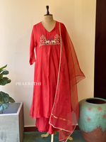Orange Pure mul chanderi salwar set -SMUL36- SIZE42