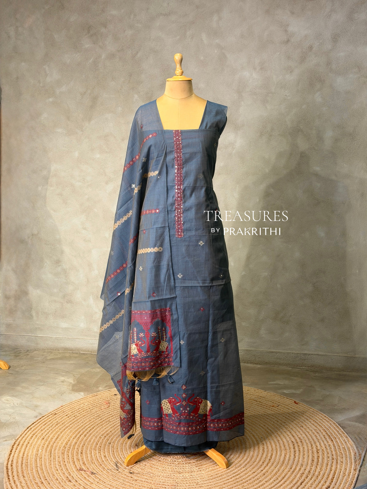 Chanderi unstitched salwar set: PBRUS22