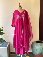Rani pink Pure mul chanderi salwar set -SMUL37- SIZE42