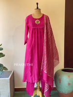 Rani Pink Pure mul chanderi salwar set -SMUL44- SIZE40