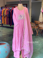 Pink Pure mul chanderi salwar set -SMUL49- SIZE42
