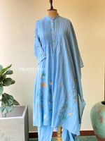 Blue Pure mul chanderi salwar set -SMUL53- SIZE40