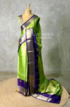 Parrot Green and Blue Tissue banarasi silk saree -PASILK6C