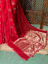 Red viscose georgette saree - PBRVT2E