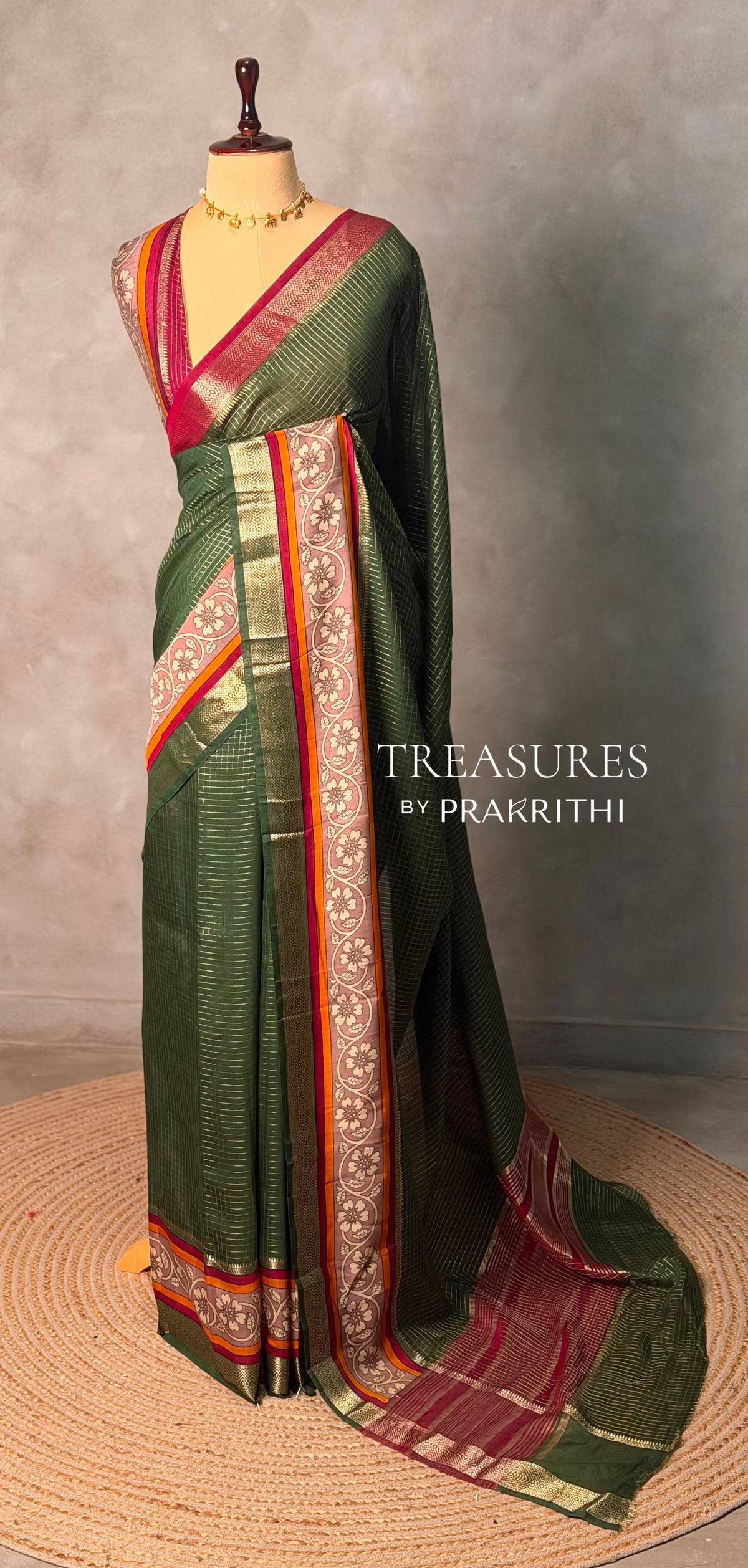 Green Georgette chanderi silk saree -PBR18B