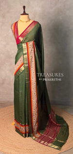 Green Georgette chanderi silk saree -PBR18B