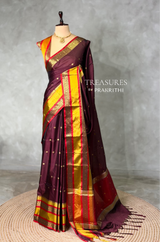 Maroon and Yellow Semi banarasi silk saree - PIH94