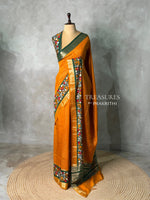 Mustard Yellow Georgette chanderi silk saree -PBR18F