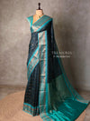 Bottle Green and Aqua blue Silk saree - PBRZU1A