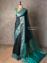 Bottle Green and Aqua blue Silk saree - PBRZU1A