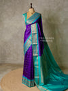 Violet and Aqua blue Silk saree - PBRZU1B