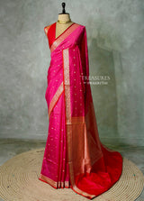 Rani Pink and Red Silk saree - PBRZU2A