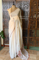 Nude Yellow soft muslin saree : PBR52G