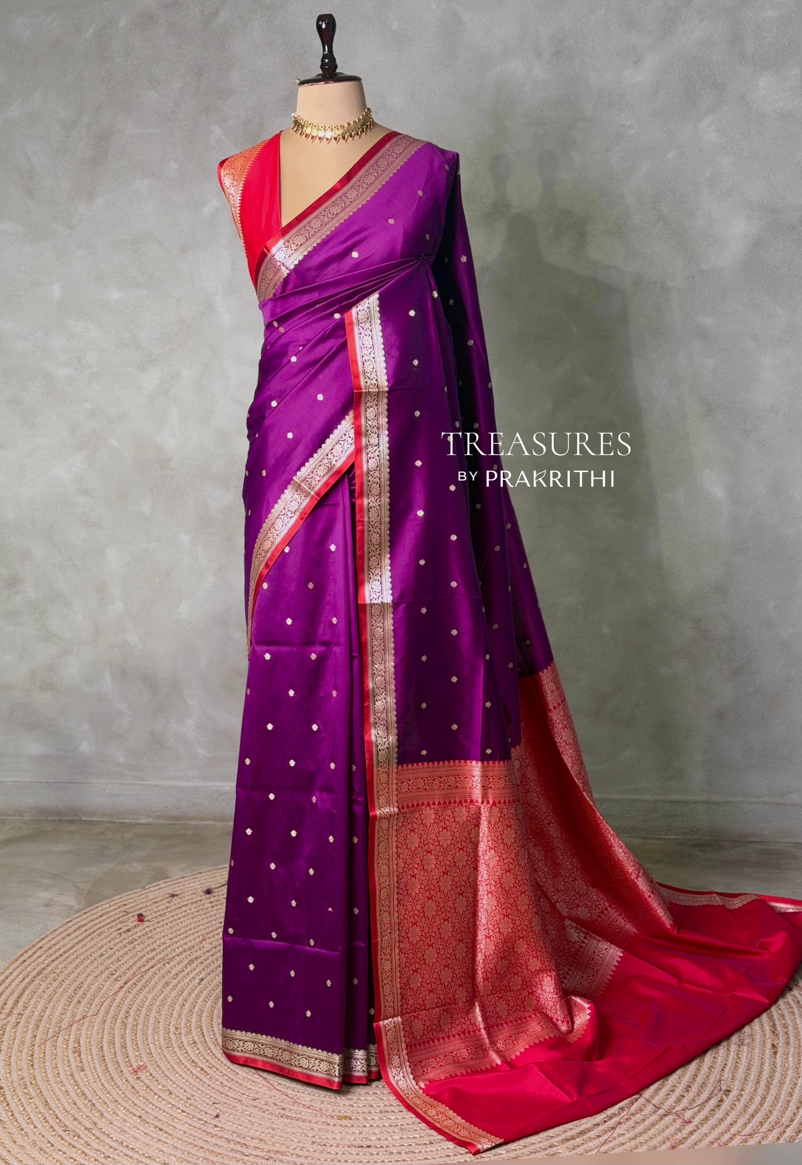 Purple and Red Silk saree - PBRZU2F