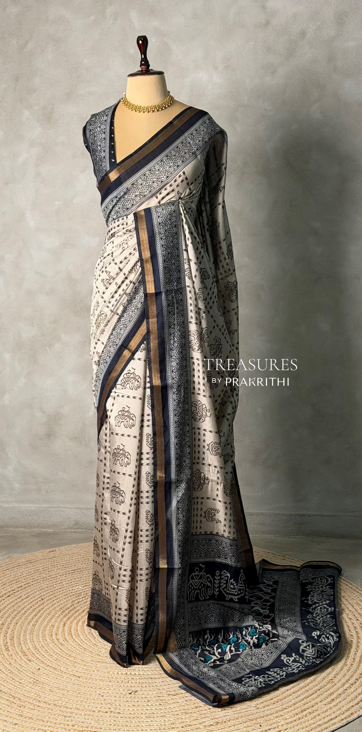 Tribal Printed silk cotton saree -PBR19A