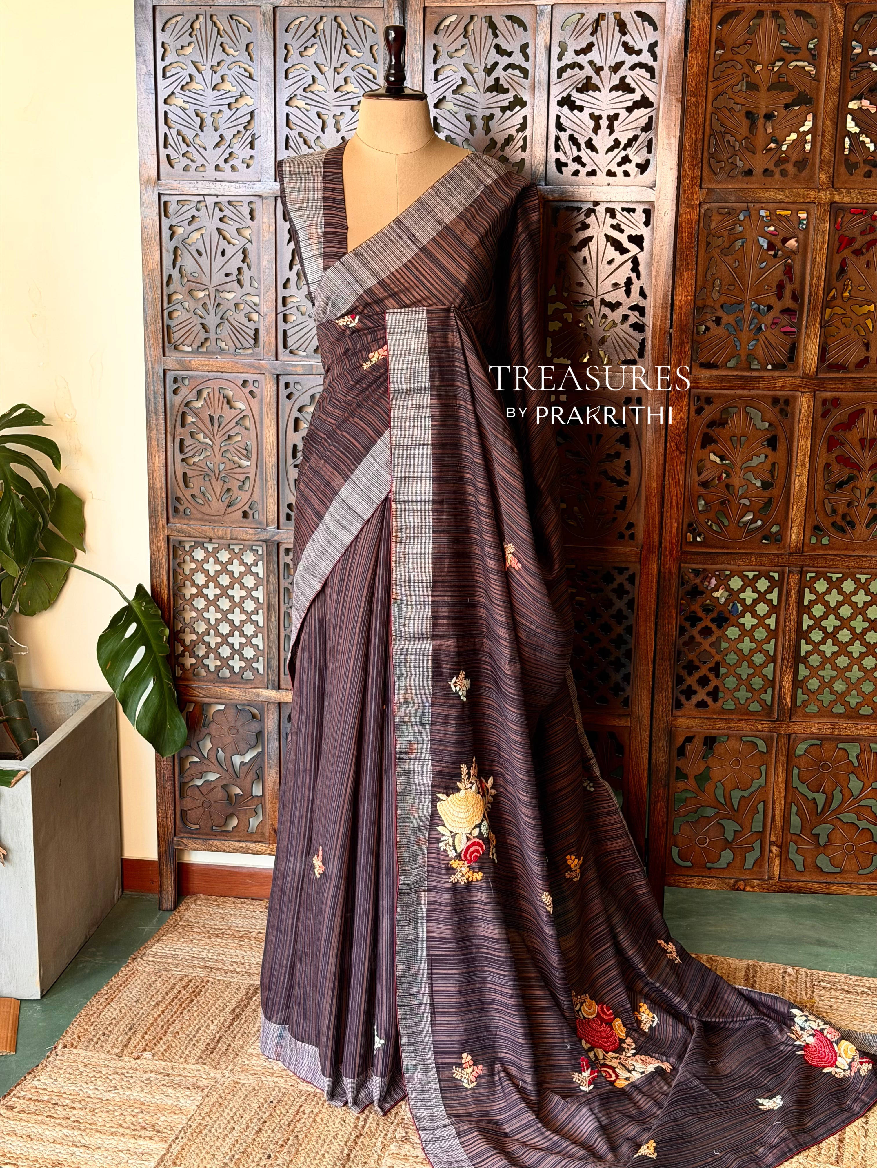 Handloom jute cotton saree- PBR59