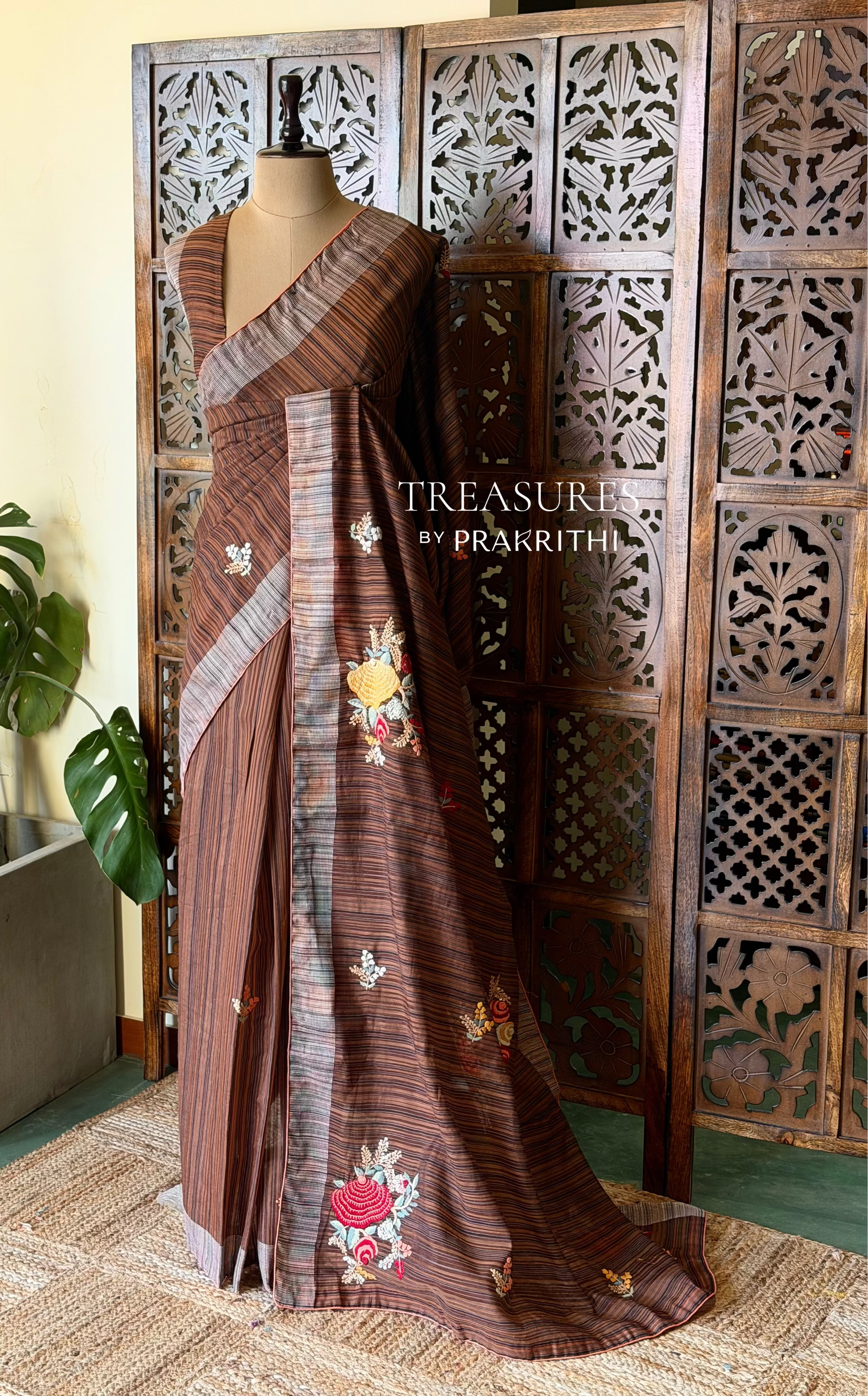 Handloom jute cotton saree- PBR59B