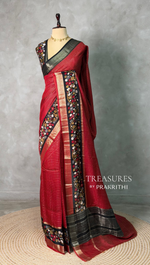 Maroon Georgette chanderi silk saree -PBR18J
