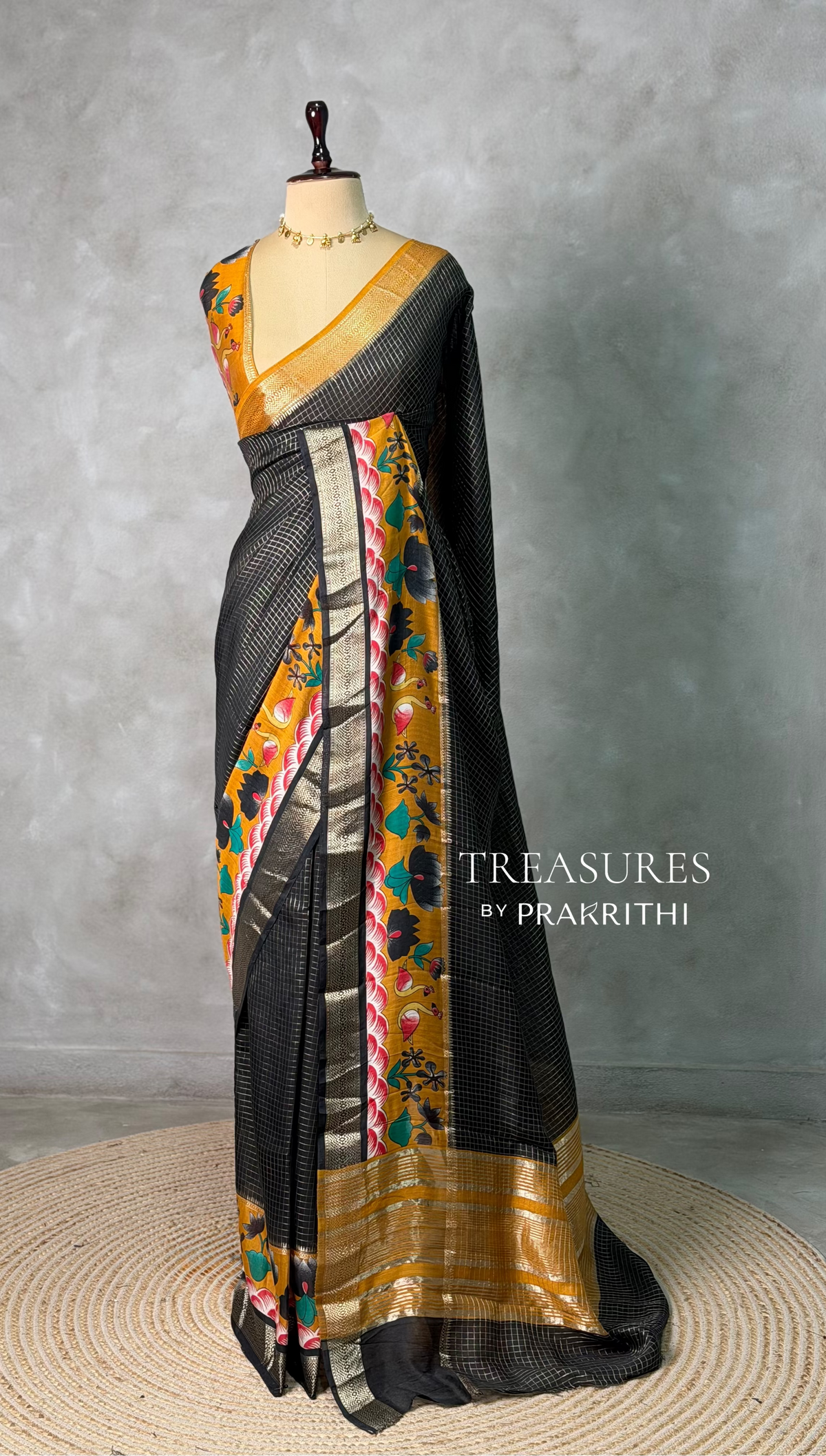 Black Georgette chanderi silk saree -PBR18N
