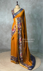 Mustard yellow chanderi silk saree -PBR18P