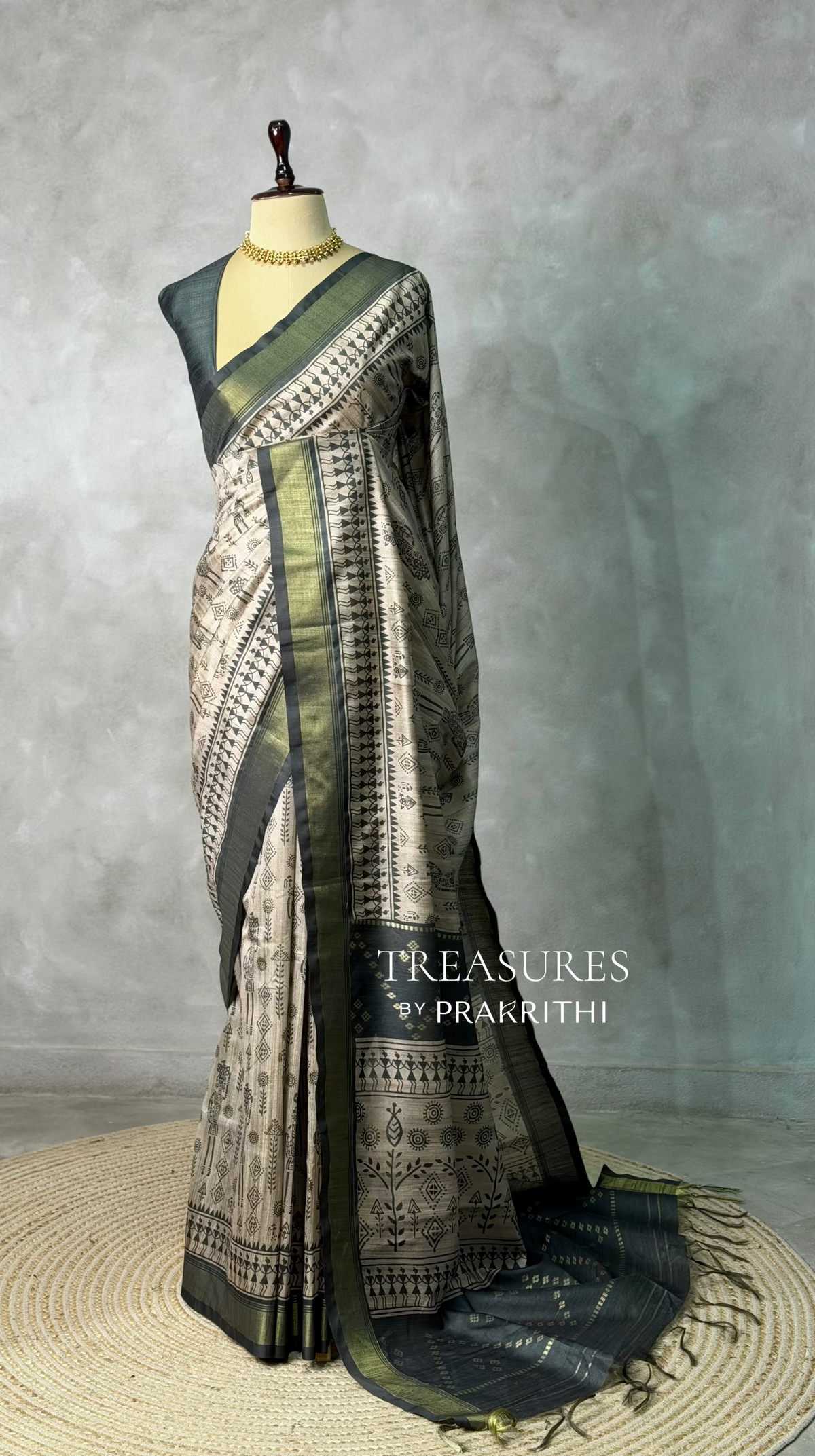 Tribal Printed silk cotton saree -PBR19D