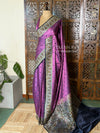 Dark mauve shade pure Tanchui banarasi saree: PBR56C