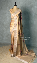 Light gold semi tusser silk saree -PBR21A