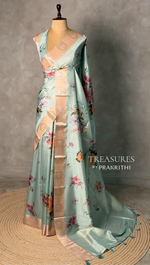 Pastal Blue semi tusser silk saree -PBR21B
