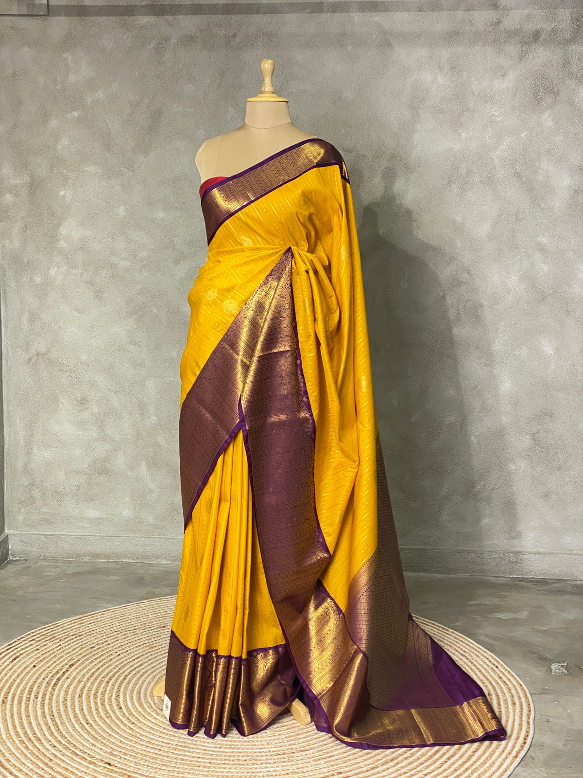 Yellow and Violet silk saree- PSSYV