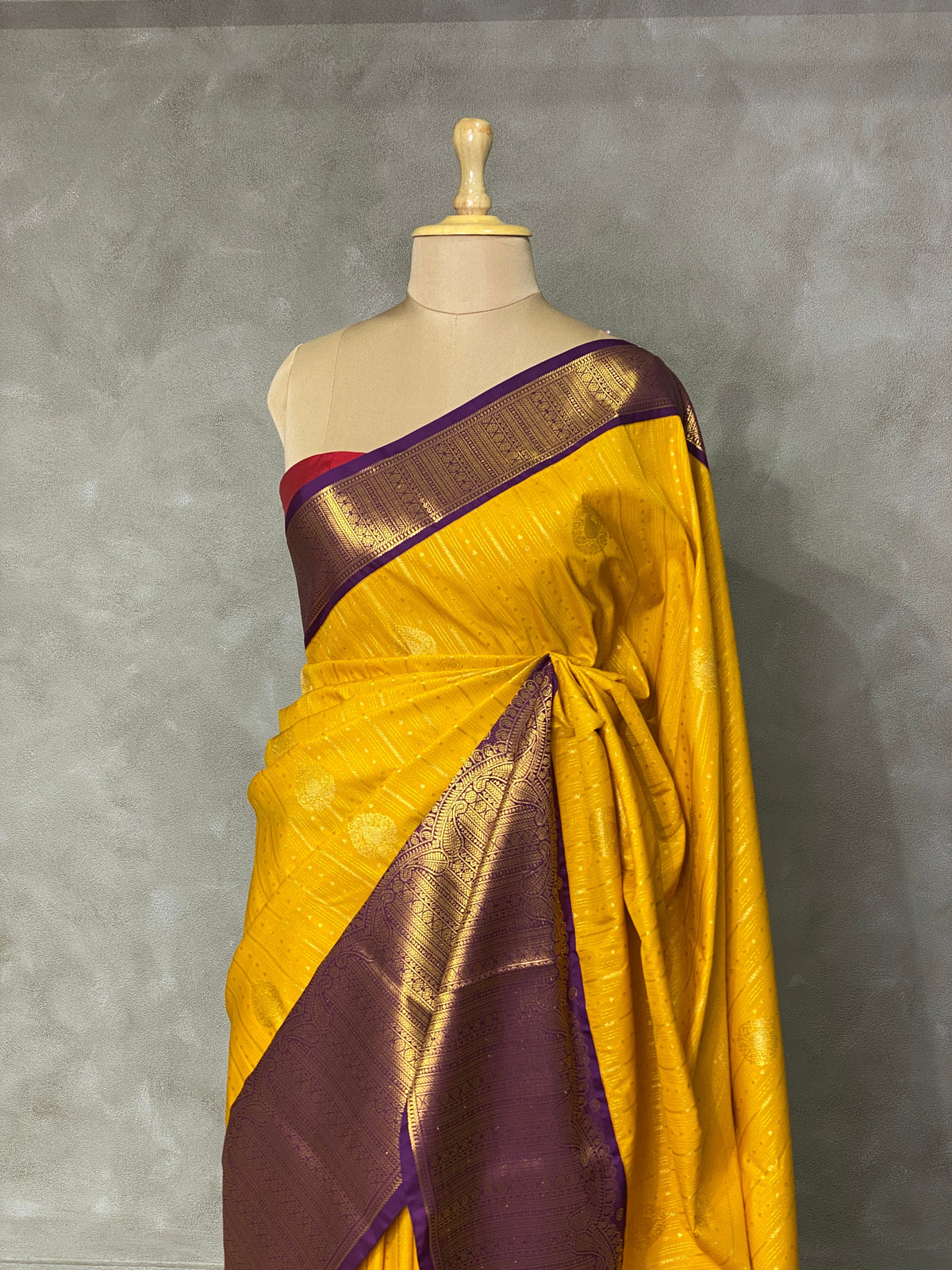 Yellow and Violet silk saree- PSSYV